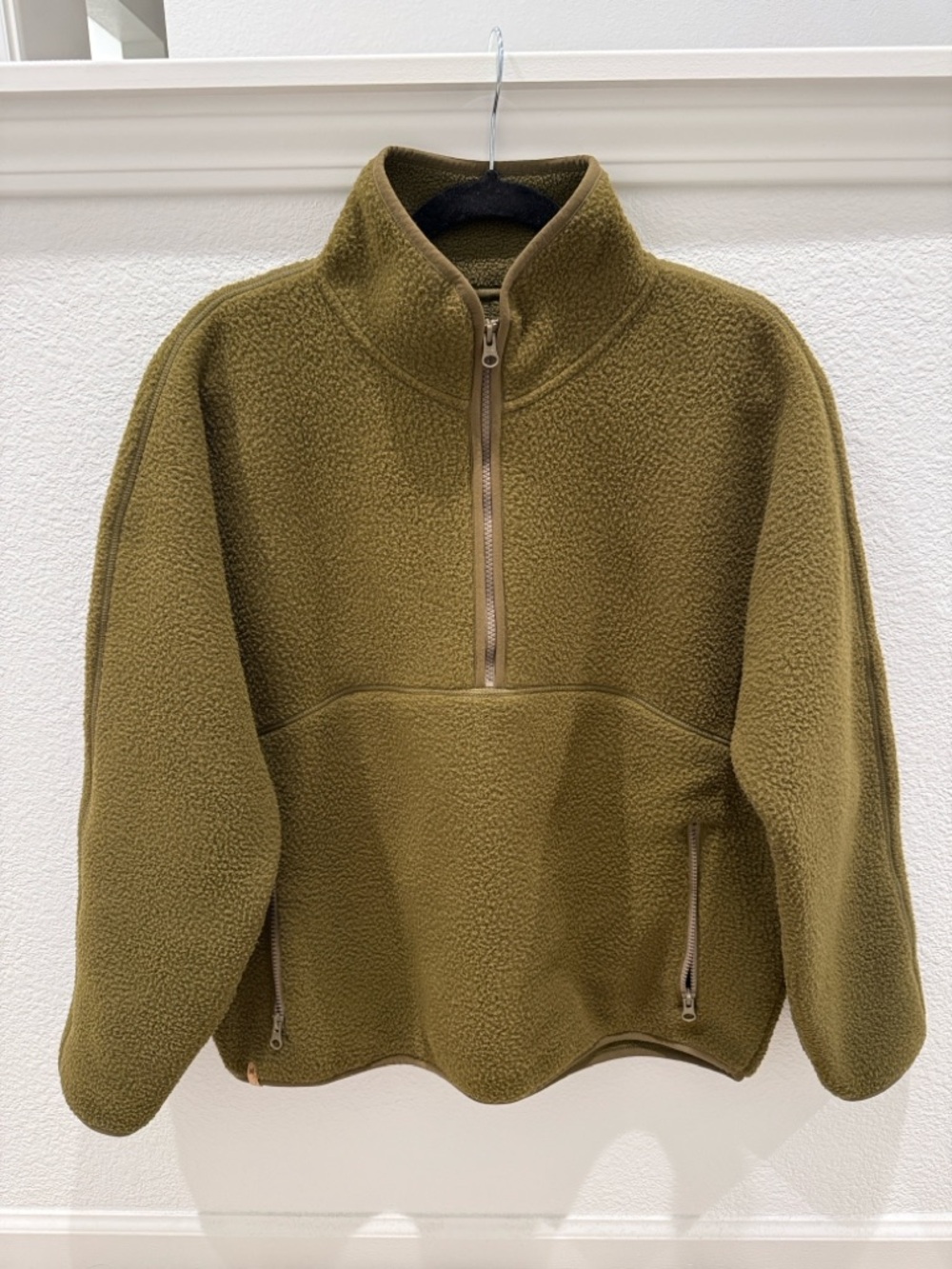 tentree Olive Green Sherpa Half-Zip Pullover